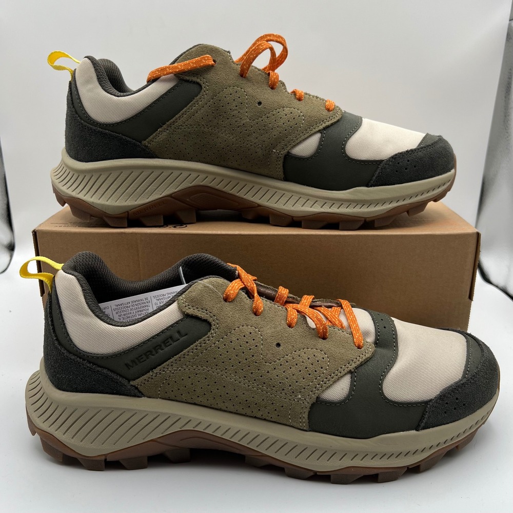 Merrell Tempo Sol Hiking Sneakers Mens 9.5 Dark Moss Green‎ Suede Trail Shoes